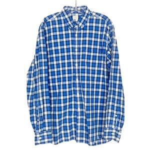 J. Crew Blue Black Plaid Long Sleeve Button Down Sz L